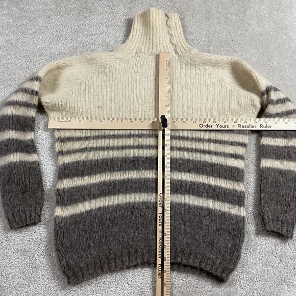 VTG Eider Knit Sweater Womens S Cream Gray Striped Turtleneck Iceland Wool Hair - Picture 4 of 7